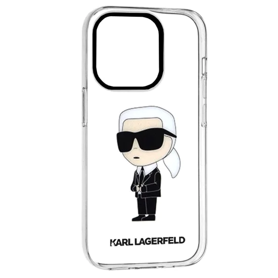 Калъф за IPhone 14 Pro - Karl Lagerfeld Hardcase Transparent (KLHCP14LHNIKKTCT) - Ikonik Karl Lagerfeld