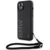 Калъф за iPhone 15 Plus - BMW Signature Leather Wordmark Cord (BMHCP15M23RMRLK) - черен