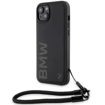 Калъф за iPhone 15 Plus - BMW Signature Leather Wordmark Cord (BMHCP15M23RMRLK) - черен
