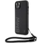Калъф за iPhone 15 Plus - BMW Signature Leather Wordmark Cord (BMHCP15M23RMRLK) - черен