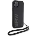 Калъф за iPhone 15 Plus - BMW Signature Leather Wordmark Cord (BMHCP15M23RMRLK) - черен
