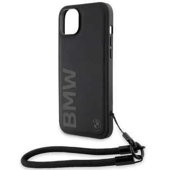 Калъф за iPhone 15 Plus - BMW Signature Leather Wordmark Cord (BMHCP15M23RMRLK) - черен