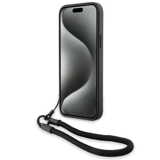 Калъф за iPhone 15 Plus - BMW Signature Leather Wordmark Cord (BMHCP15M23RMRLK) - черен