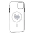 Калъф за iPhone 11 - Karl Lagerfeld IML MagSafe (KLHMN61HLHLSCHH) - Бял метал Choupette`s Head