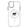 Калъф за iPhone 11 - Karl Lagerfeld IML MagSafe (KLHMN61HLHLSCHH) - Бял метал Choupette`s Head