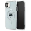 Калъф за iPhone 11 - Karl Lagerfeld IML MagSafe (KLHMN61HLHLSCHH) - Бял метал Choupette`s Head