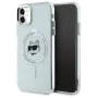 Калъф за iPhone 11 - Karl Lagerfeld IML MagSafe (KLHMN61HLHLSCHH) - Бял метал Choupette`s Head