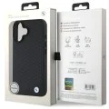Калъф за iPhone 16 - BMW Signature Leather Diamond Metal Metal Logo MagSafe (BMHMP16S23RDDK) - черен