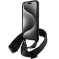 Калъф за iPhone 15 Pro - BMW Leather M Edition Carbon Stripe & Strap (BMHCP15L23PSCCK) - черен