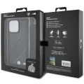 Калъф за iPhone 15 Pro - BMW Leather M Edition Carbon Stripe & Strap (BMHCP15L23PSCCK) - черен