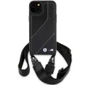 Калъф за iPhone 15 Plus - BMW Leather M Edition Carbon Stripe & Strap (BMHCP15M23PSCCK) - Черен