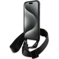 Калъф за iPhone 15 Plus - BMW Leather M Edition Carbon Stripe & Strap (BMHCP15M23PSCCK) - Черен