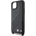 Калъф за iPhone 15 Plus - BMW Leather M Edition Carbon Stripe & Strap (BMHCP15M23PSCCK) - Черен