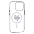 Калъф за iPhone 13 Pro - Karl Lagerfeld IML MagSafe (KLHMP13LHLHLSCHH) - White Metal Choupette`s Head