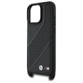 Калъф за iPhone 16 Pro Max - BMW - Кожен M Edition с карбонови ленти и каишка (BMHCP16X23PSCK) - Черен