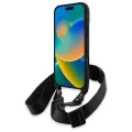 Калъф за iPhone 16 Pro Max - BMW - Кожен M Edition с карбонови ленти и каишка (BMHCP16X23PSCK) - Черен