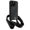 Калъф за iPhone 16 Pro Max - BMW - Кожен M Edition с карбонови ленти и каишка (BMHCP16X23PSCK) - Черен