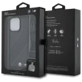 Калъф за iPhone 16 Pro Max - BMW - Кожен M Edition с карбонови ленти и каишка (BMHCP16X23PSCK) - Черен
