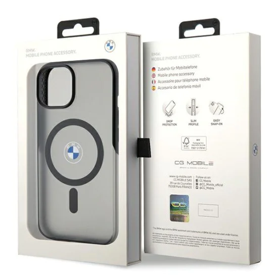 Калъф за iPhone 15 Plus - BMW Hardcase IML Signature MagSafe (BMHMP15MDSLK) - черен