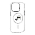 Калъф за iPhone 14 Pro - Karl Lagerfeld IML MagSafe (KLHMP14LHLHLSKCH) - Бял метал Karl&Choupette Head