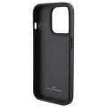 Калъф за iPhone 15 Pro - BMW Natural Leather Textured & Stripe (BMHCP15L22RDPK) - черен