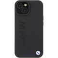 Калъф за iPhone 15 Plus - BMW Natural Leather Hot Stamp (BMHCCHCP15MSLLLLBK) - черен