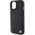 Калъф за iPhone 15 Plus - BMW Natural Leather Hot Stamp (BMHCCHCP15MSLLLLBK) - черен