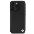 Калъф за iPhone 16 Pro - BMW - Естествен - Кожен Hot Stamp (BMHCP16LSLLBK) - Черен