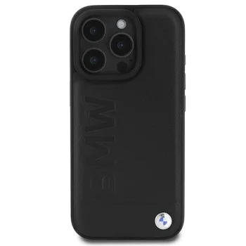 Калъф за iPhone 16 Pro - BMW - Естествен - Кожен Hot Stamp (BMHCP16LSLLBK) - Черен