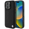 Калъф за iPhone 16 Pro - BMW - Естествен - Кожен Hot Stamp (BMHCP16LSLLBK) - Черен
