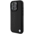 Калъф за iPhone 16 Pro - BMW - Естествен - Кожен Hot Stamp (BMHCP16LSLLBK) - Черен