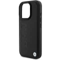 Калъф за iPhone 16 Pro - BMW - Естествен - Кожен Hot Stamp (BMHCP16LSLLBK) - Черен