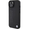 Калъф за iPhone 15 Plus - BMW Natural MagSafe Leather Hot Stamp (BMHMP15MSLLBK) - черен