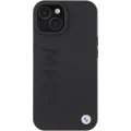 Калъф за iPhone 15 Plus - BMW Natural MagSafe Leather Hot Stamp (BMHMP15MSLLBK) - черен