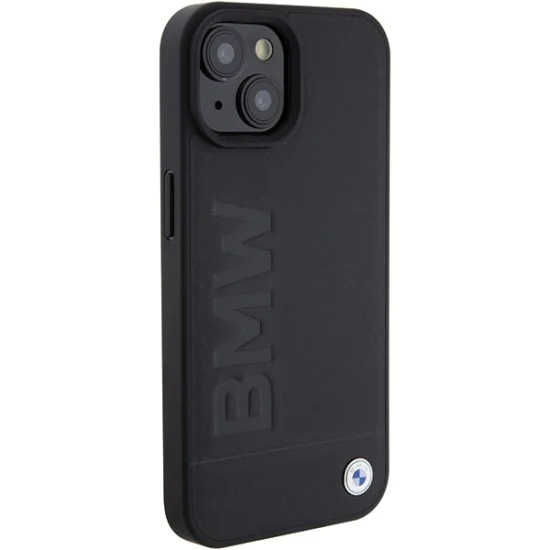 Калъф за iPhone 15 Plus - BMW Natural MagSafe Leather Hot Stamp (BMHMP15MSLLBK) - черен