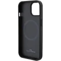 Калъф за iPhone 15 Plus - BMW Natural MagSafe Leather Hot Stamp (BMHMP15MSLLBK) - черен