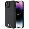 Калъф за iPhone 15 Plus - BMW Leather Stamp Tricolor (BMHCP15M22PTDK) - черен