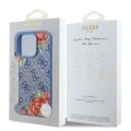 Калъф за iPhone 16 Pro - Guess Hardcase 4G Flower Print Flower Print MagSafe (GUHMP16LP4ROPEMCB) - Син