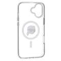 Калъф за iPhone 16 - Karl Lagerfeld IML MagSafe (KLHMP16SHLSKIH) - White Metal Karl`s Head