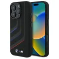 Калъф за iPhone 16 Pro - BMW - Твърд калъф - Силиконови линии за завиване MagSafe (BMHMP16L23SLIK) - Черен