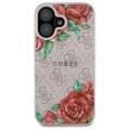 Калъф за iPhone 16 - Guess Hardcase 4G Flower Print Flower Print MagSafe (GUHMP16SP4ROPEMCP) - Pink