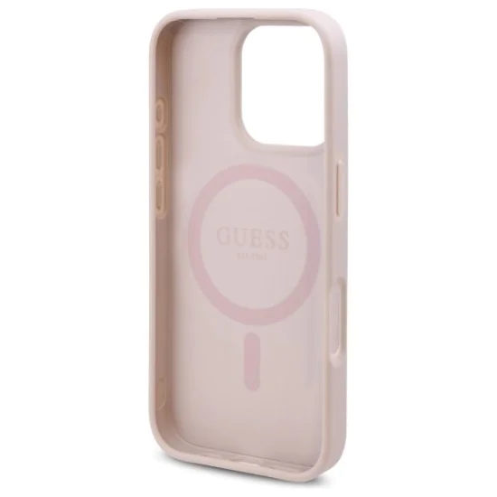 Калъф за iPhone 16 Pro Max - Guess Hardcase 4G Flower Print Flower Print MagSafe (GUHMP16XP4ROPEMCP) - Pink
