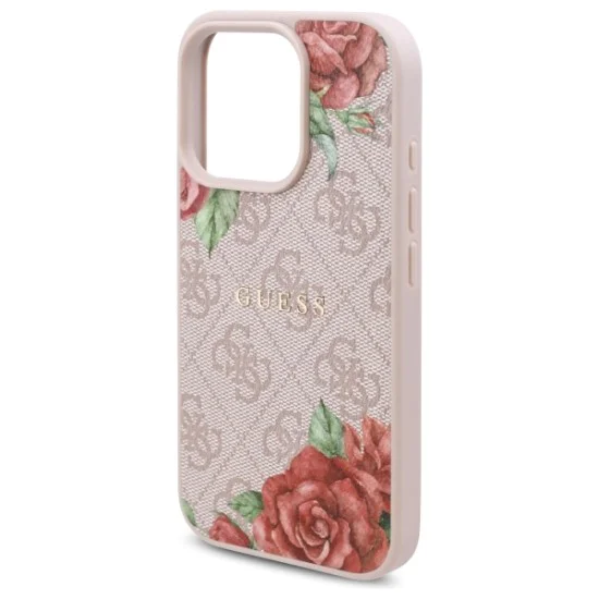 Калъф за iPhone 16 Pro Max - Guess Hardcase 4G Flower Print Flower Print MagSafe (GUHMP16XP4ROPEMCP) - Pink