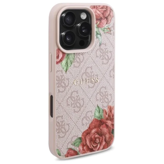 Калъф за iPhone 16 Pro Max - Guess Hardcase 4G Flower Print Flower Print MagSafe (GUHMP16XP4ROPEMCP) - Pink