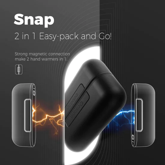 Нагревател за ръце с Power Bank, Type-C, електрически, магнитен дизайн, MagTwin, 2x 5000mAh - Ocoopa (UT2S-GY) - сив