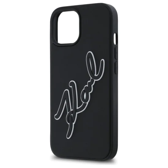Калъф за iPhone 15 - Karl Lagerfeld 3D Design (KLHCP15S3DR3KSDLK) - Гумен подпис
