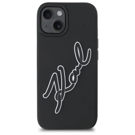 Калъф за iPhone 15 - Karl Lagerfeld 3D Design (KLHCP15S3DR3KSDLK) - Гумен подпис