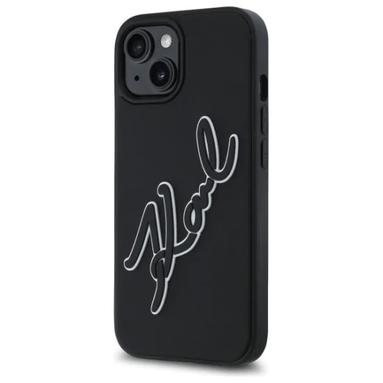Калъф за iPhone 15 - Karl Lagerfeld 3D Design (KLHCP15S3DR3KSDLK) - Гумен подпис