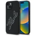 Калъф за iPhone 15 - Karl Lagerfeld 3D Design (KLHCP15S3DR3KSDLK) - Гумен подпис