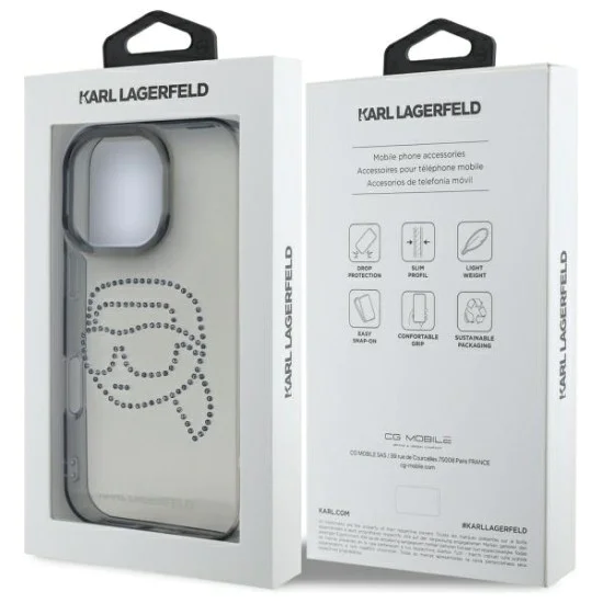 Калъф за iPhone 16 Pro Max - Karl Lagerfeld IML Rhinestones (KLHCP16XHKKHDCELK) - Karl Head